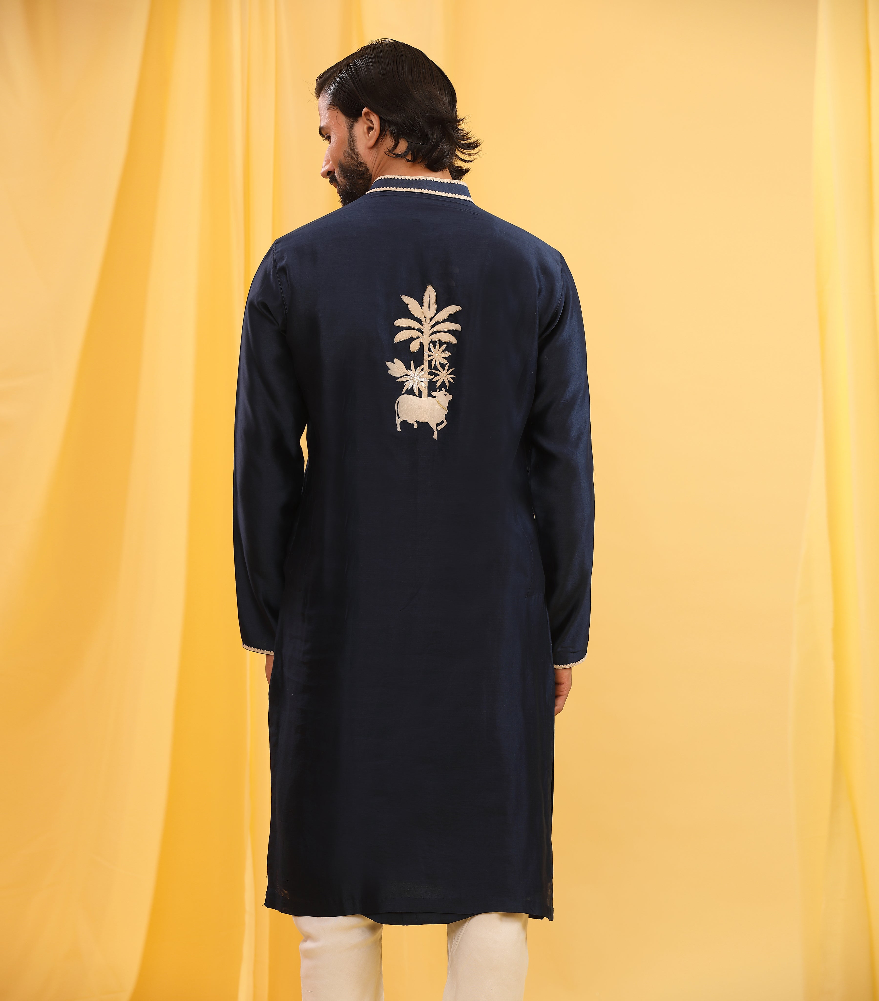 PICHWAI NAVY KURTA SET