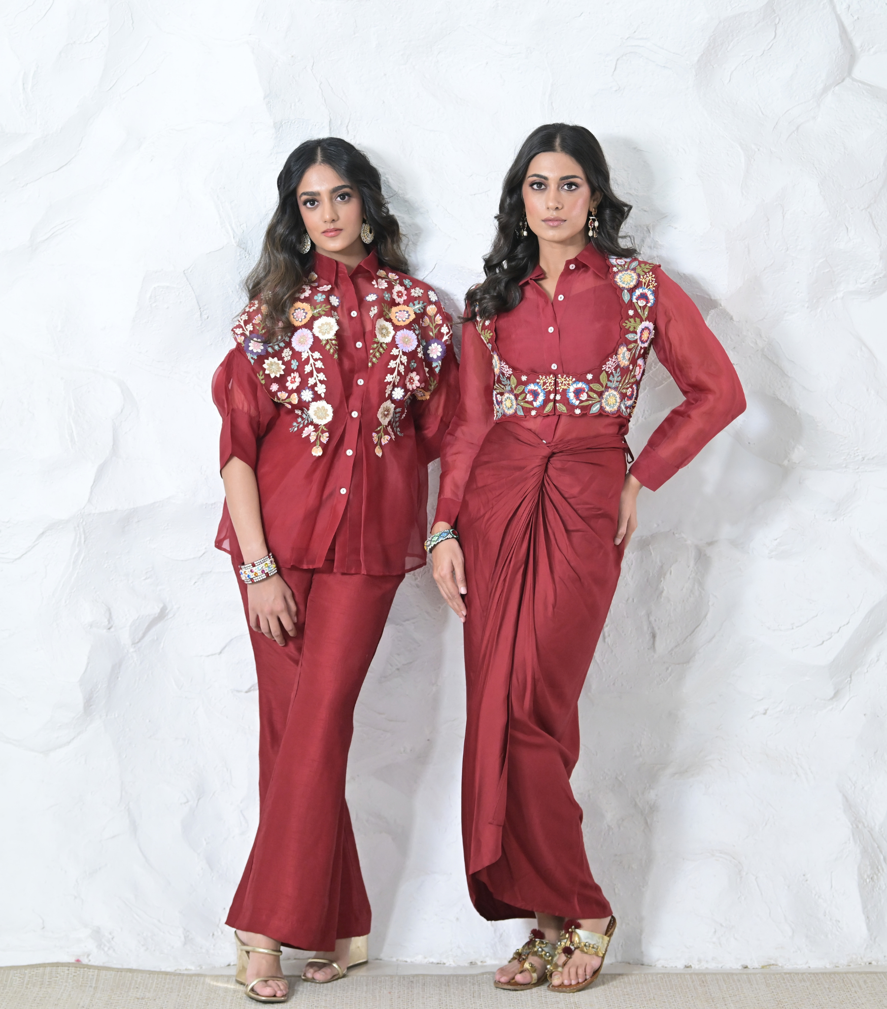 PHOOLWARI COTI WITH ORGANZA TUNIC AND KNOT SKIRT SET