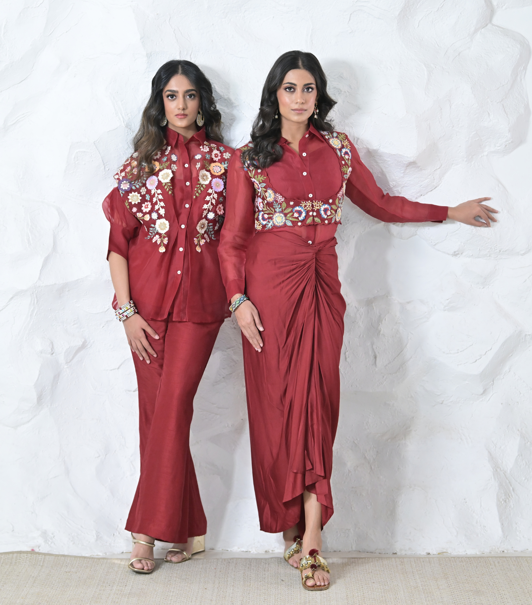 PHOOLWARI COTI WITH ORGANZA TUNIC AND KNOT SKIRT SET
