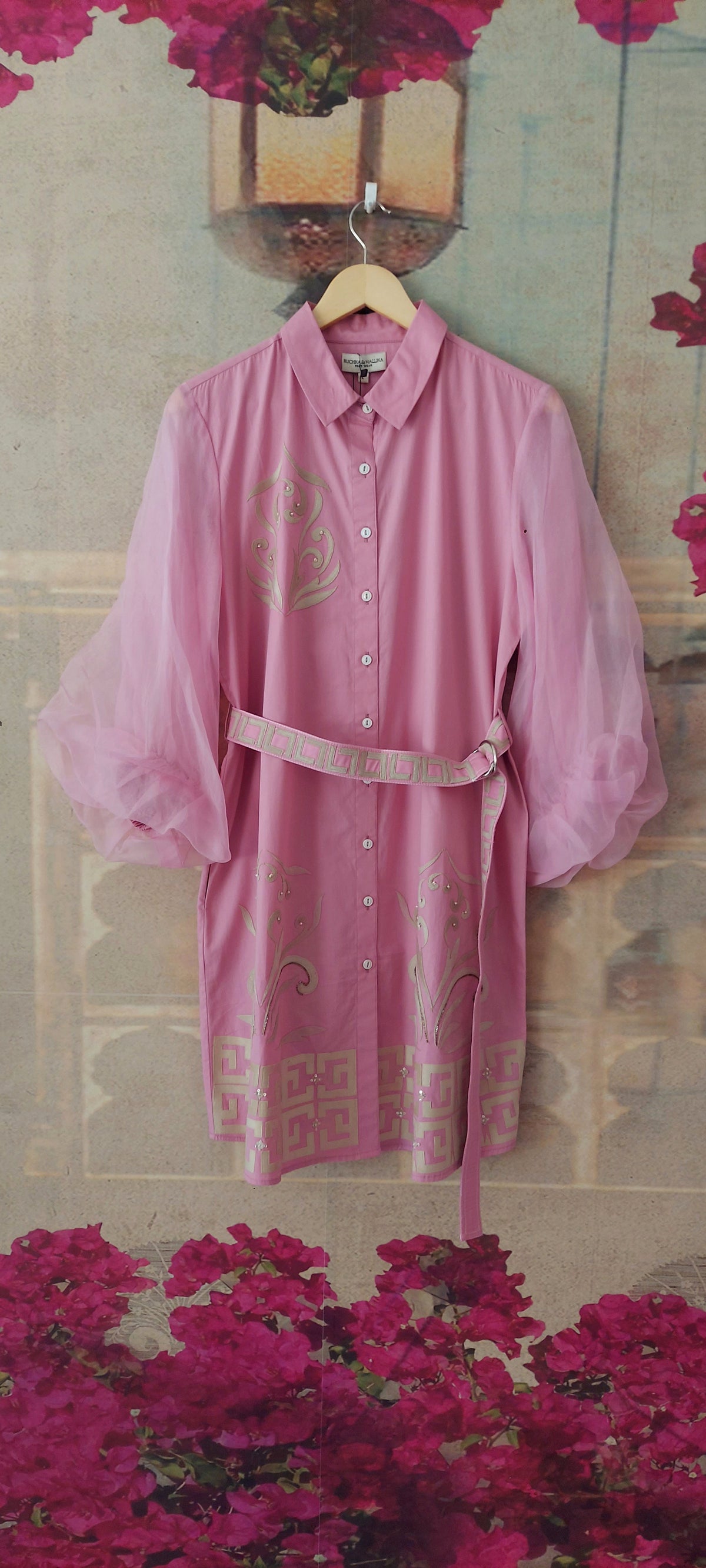 BRAZILIAN EMBROIDERY DRESS WITH ORGANZA SLEEVES