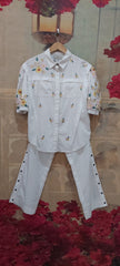SMALL FLOWER CO-ORD SET WITH BUTTONED PANTS
