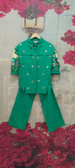 BOTANICAL BIG FLOWER EMBROIDERY CO-ORD SET WITH STITCHLINE PANT