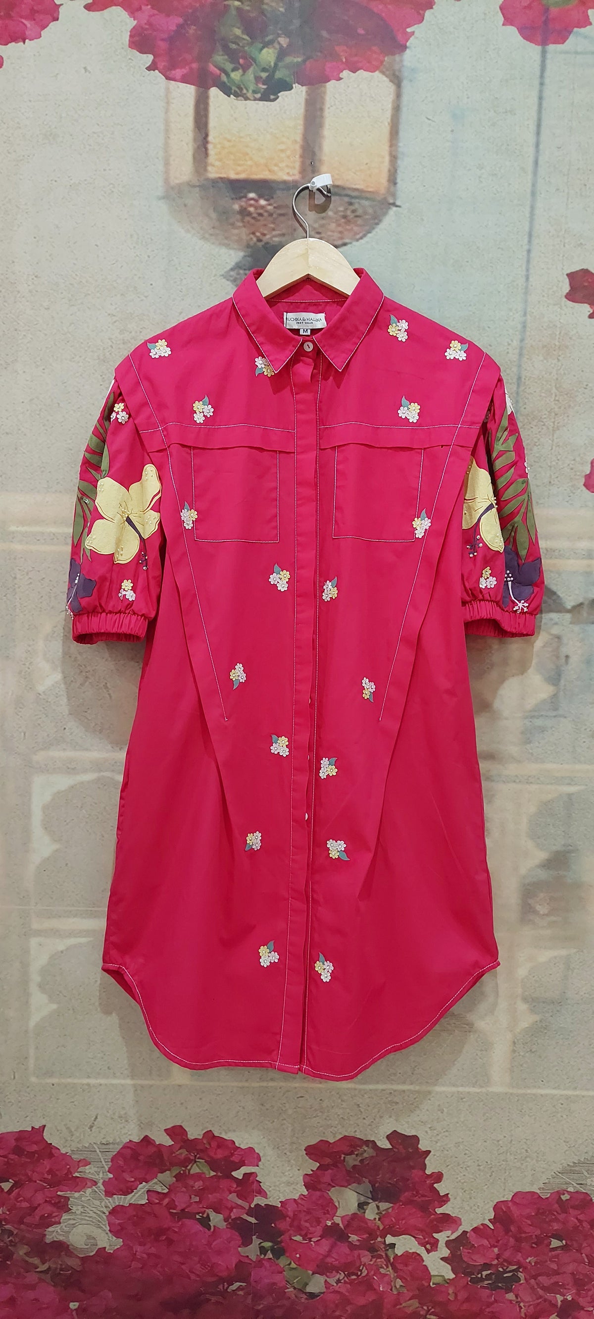 BOTANICAL DROP SHOULDER DRESS WITHOUT BELT