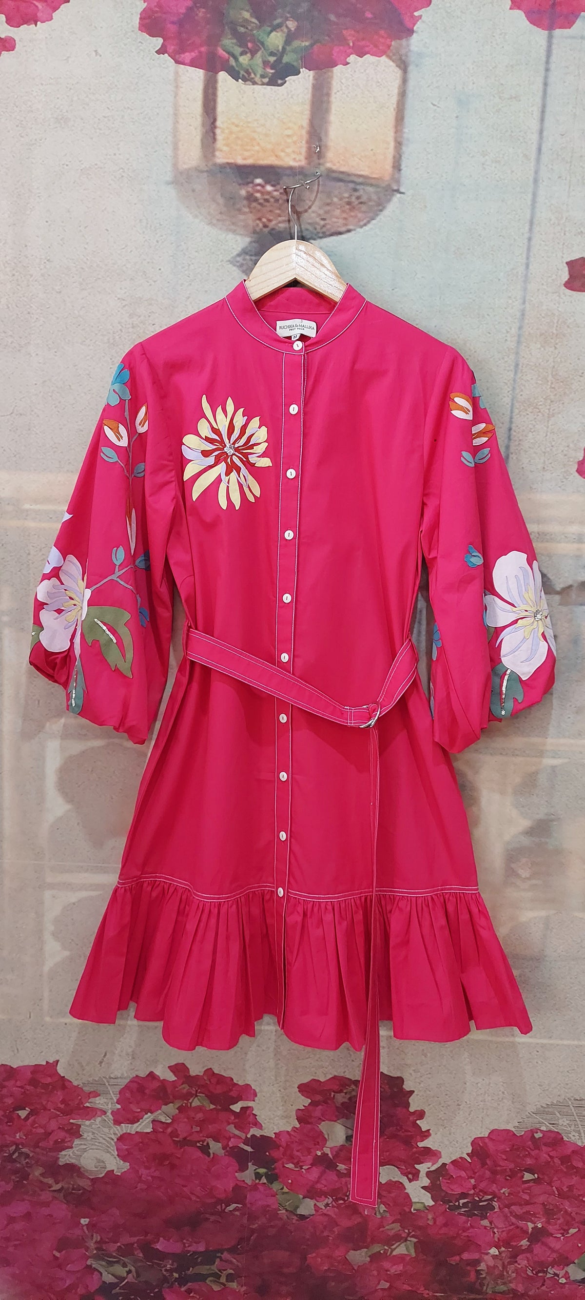 BIG FLOWER DRESS WITH BOTTOM FRILLS