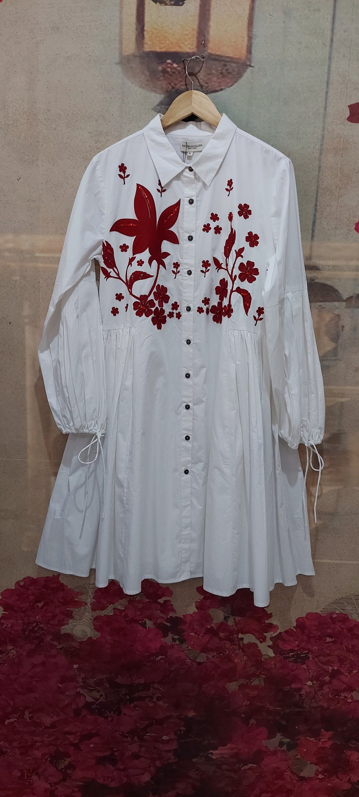 RED HIBISCUS FLOWER DRESS