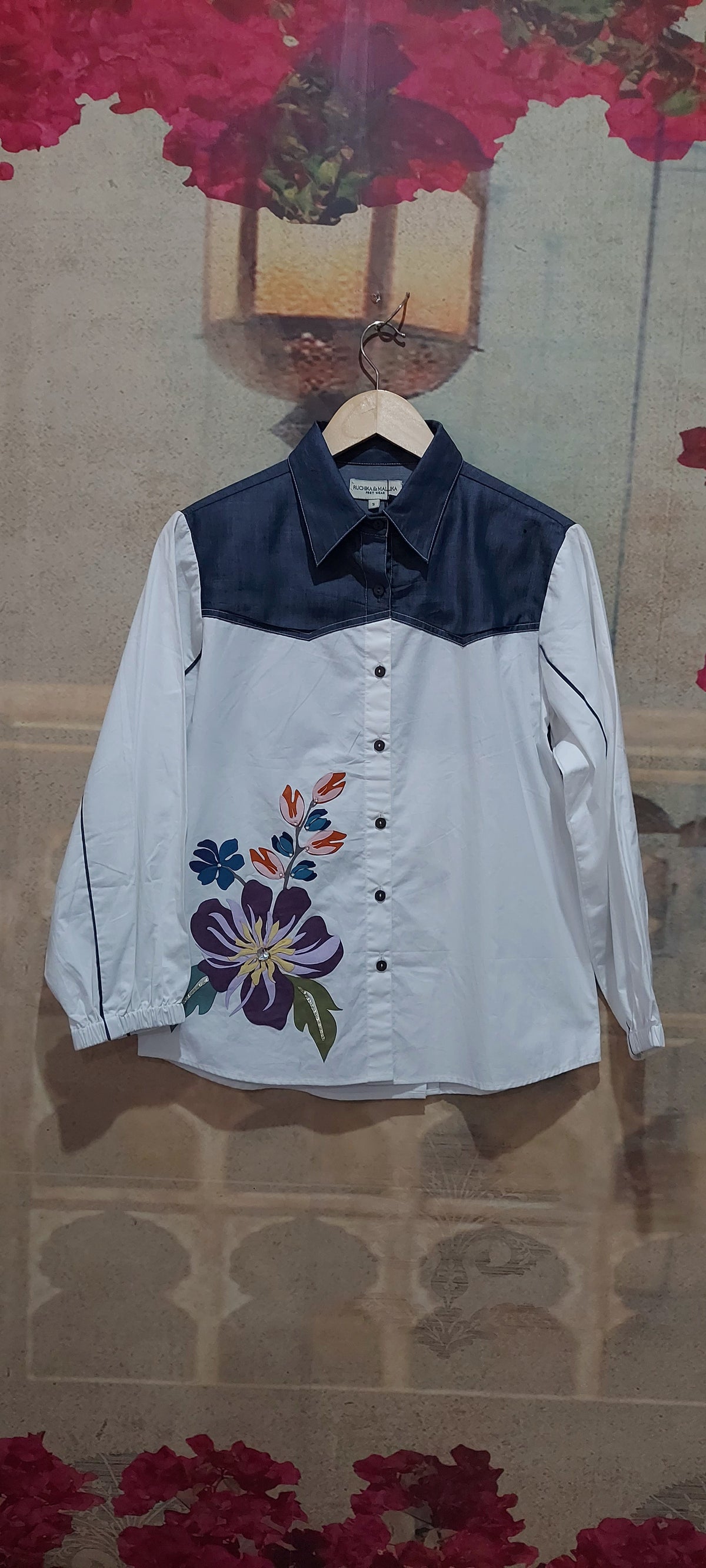 BIG FLOWER DENIM YOKE SHIRT