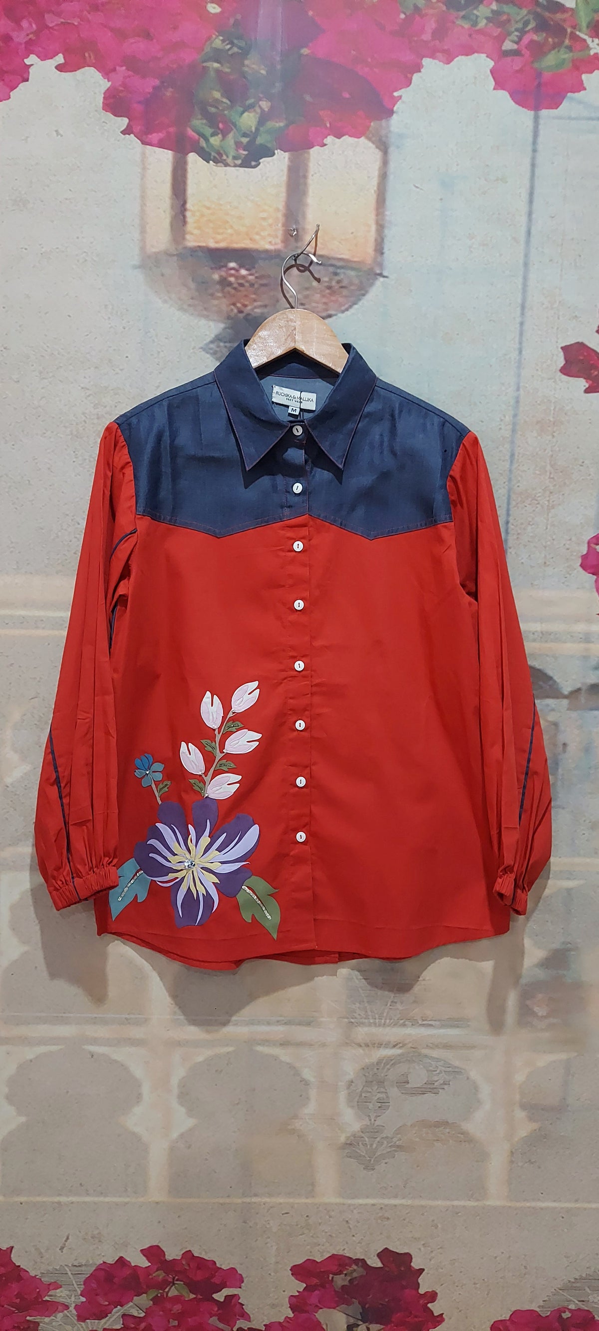 BIG FLOWER DENIM YOKE SHIRT