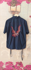 HOOK EYE BIRD EMBROIDERY SHIRT