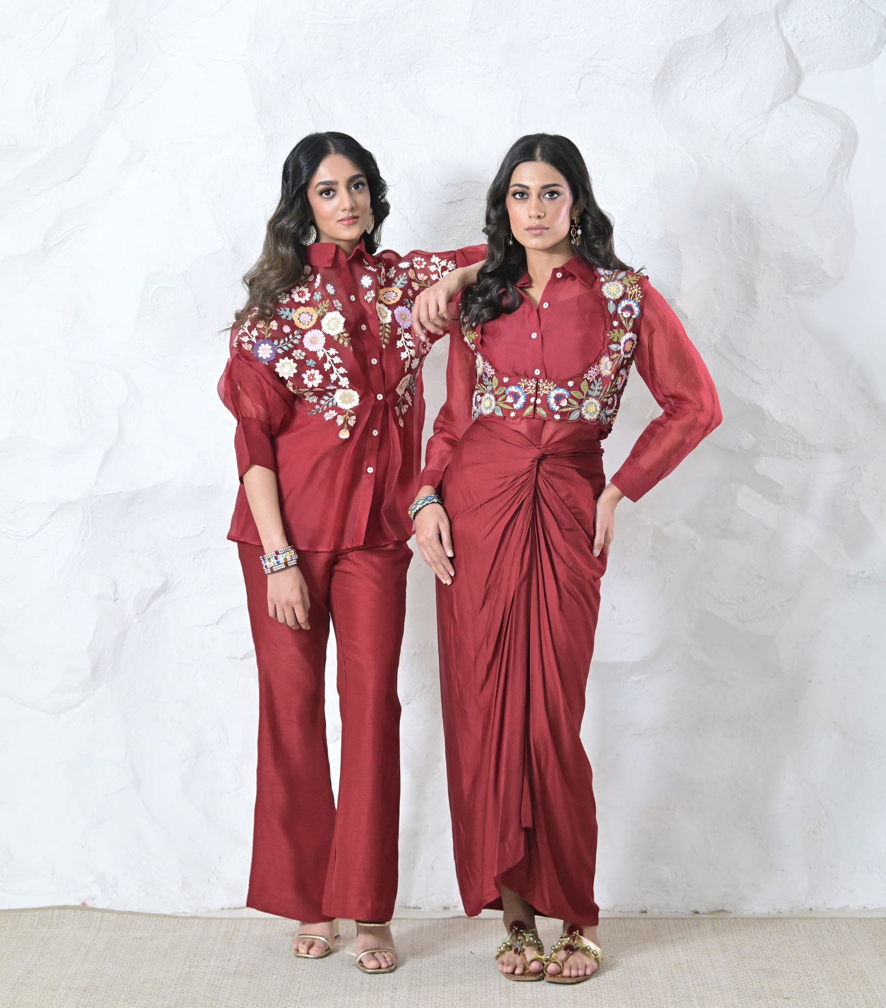 PHOOLWARI COTI WITH ORGANZA TUNIC AND KNOT SKIRT SET