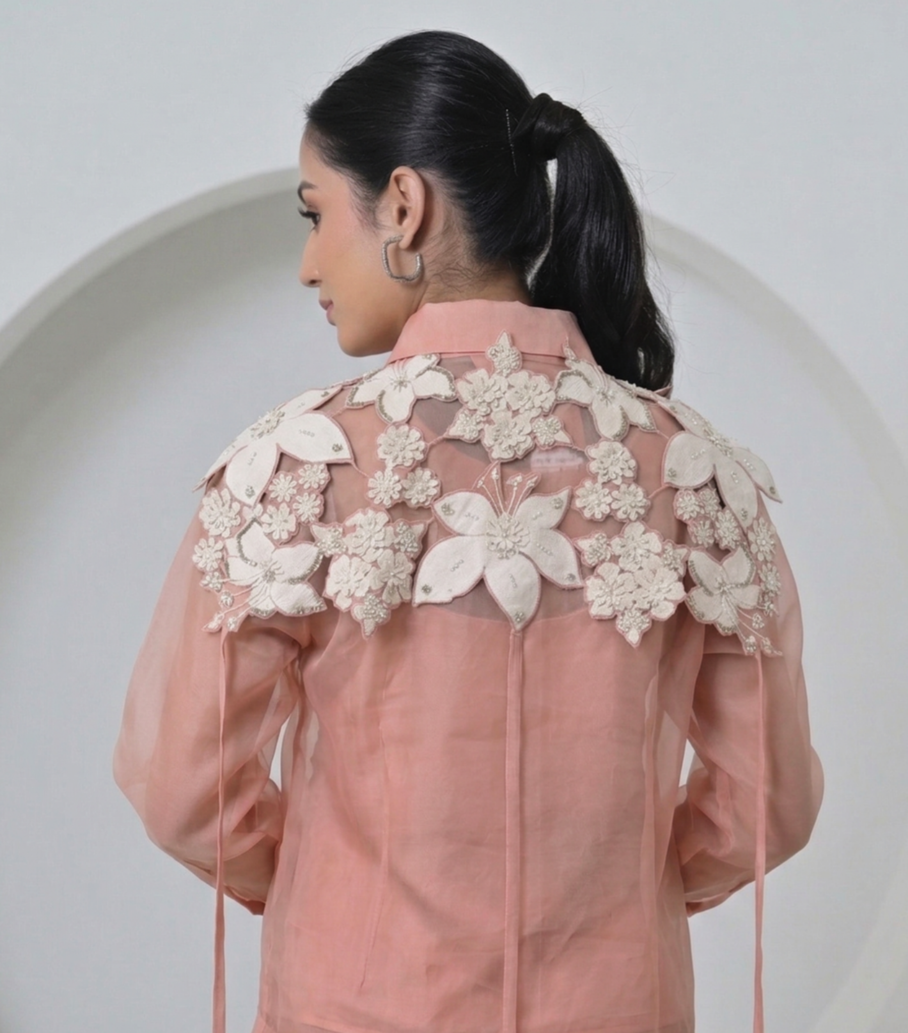 IVORY GARDEN SHOULDER EMBELLISHMENT SHIRT