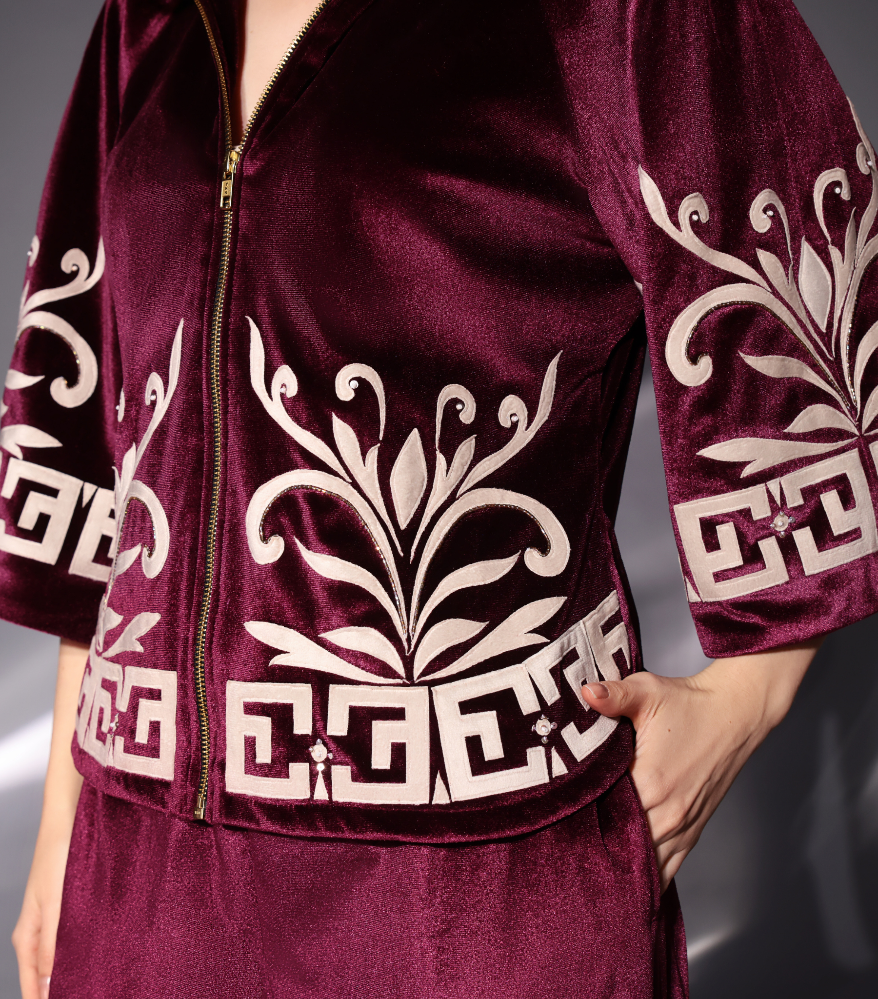 WINE CRIMSON SCULPT JACKET SET