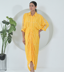 SERAPHINE EMBELLISHED BANDHANI GATHERED DRESS