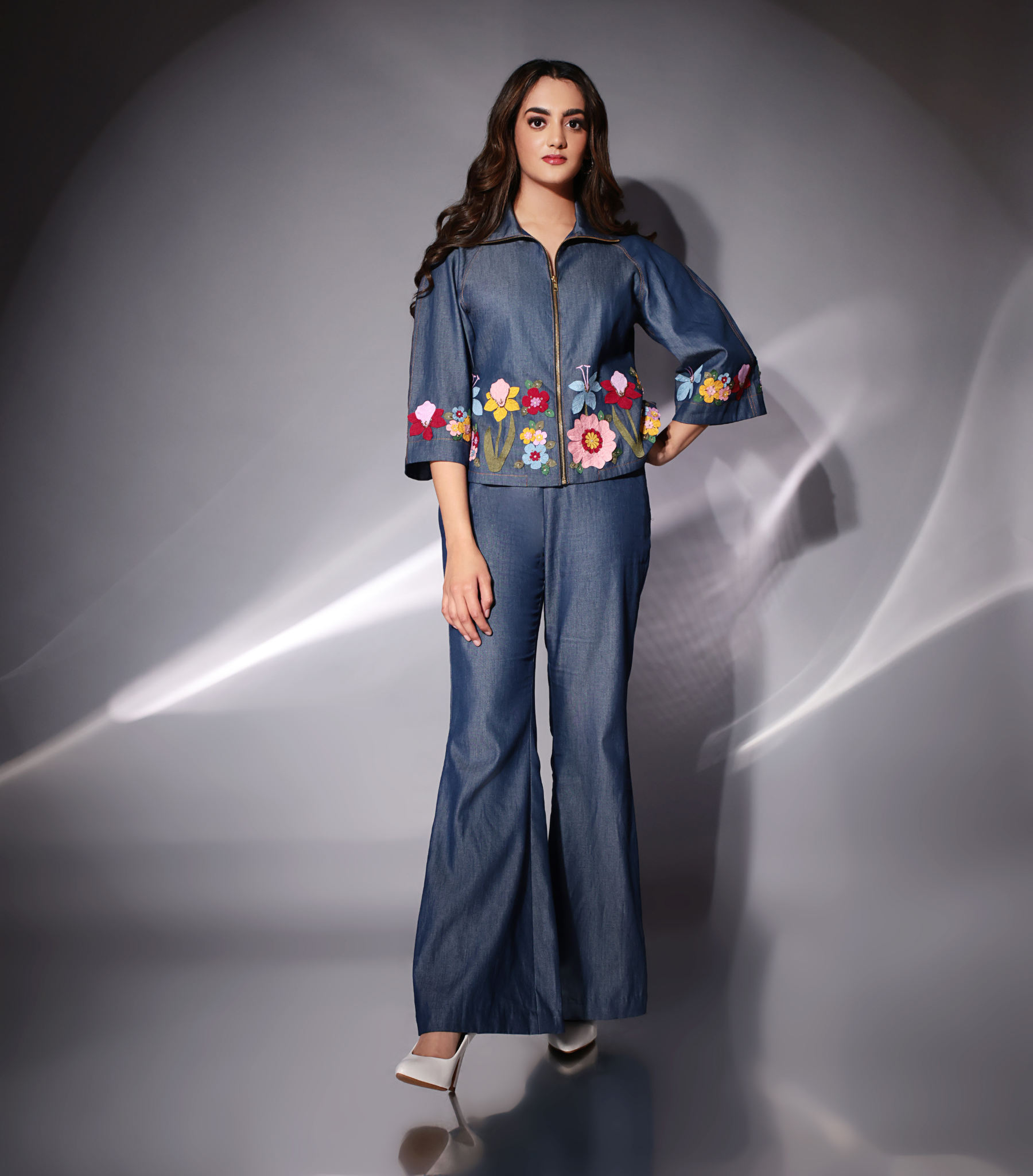 THE BADABAGH BLOOM DENIM JACKET SET