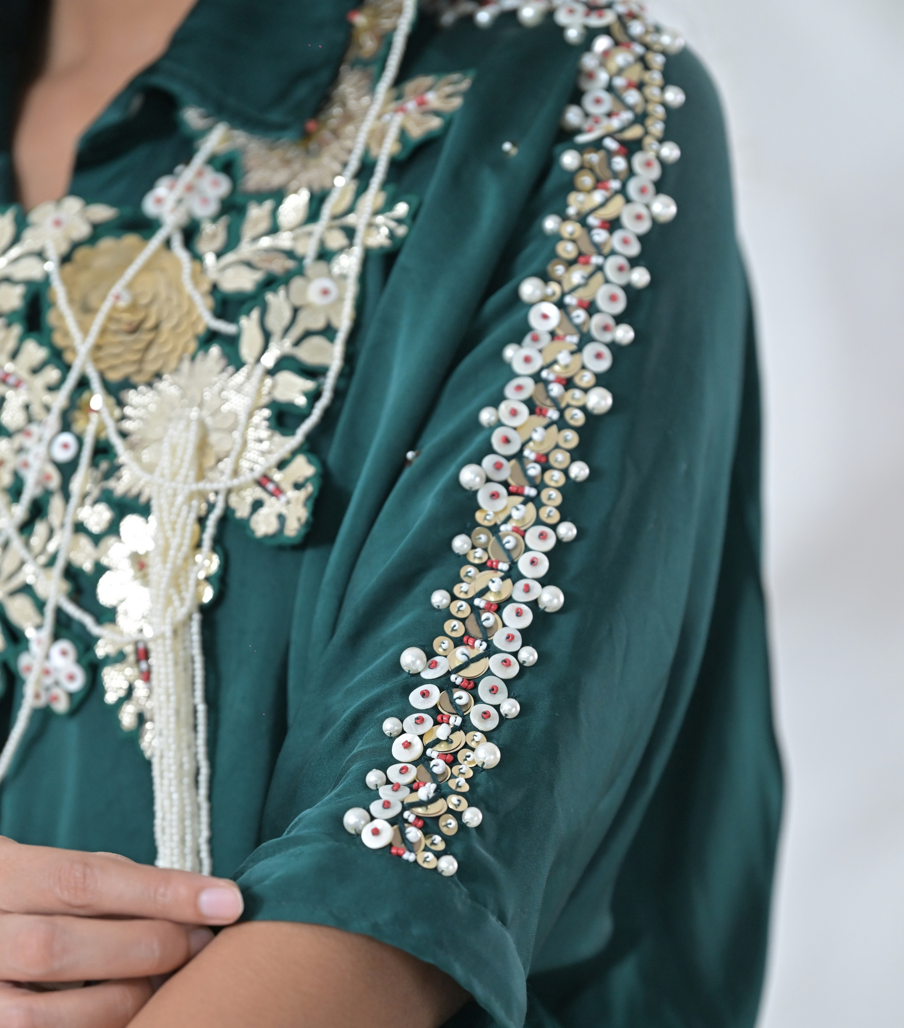 GOLD FLORAL SERAPHINE GATHERED DRESS