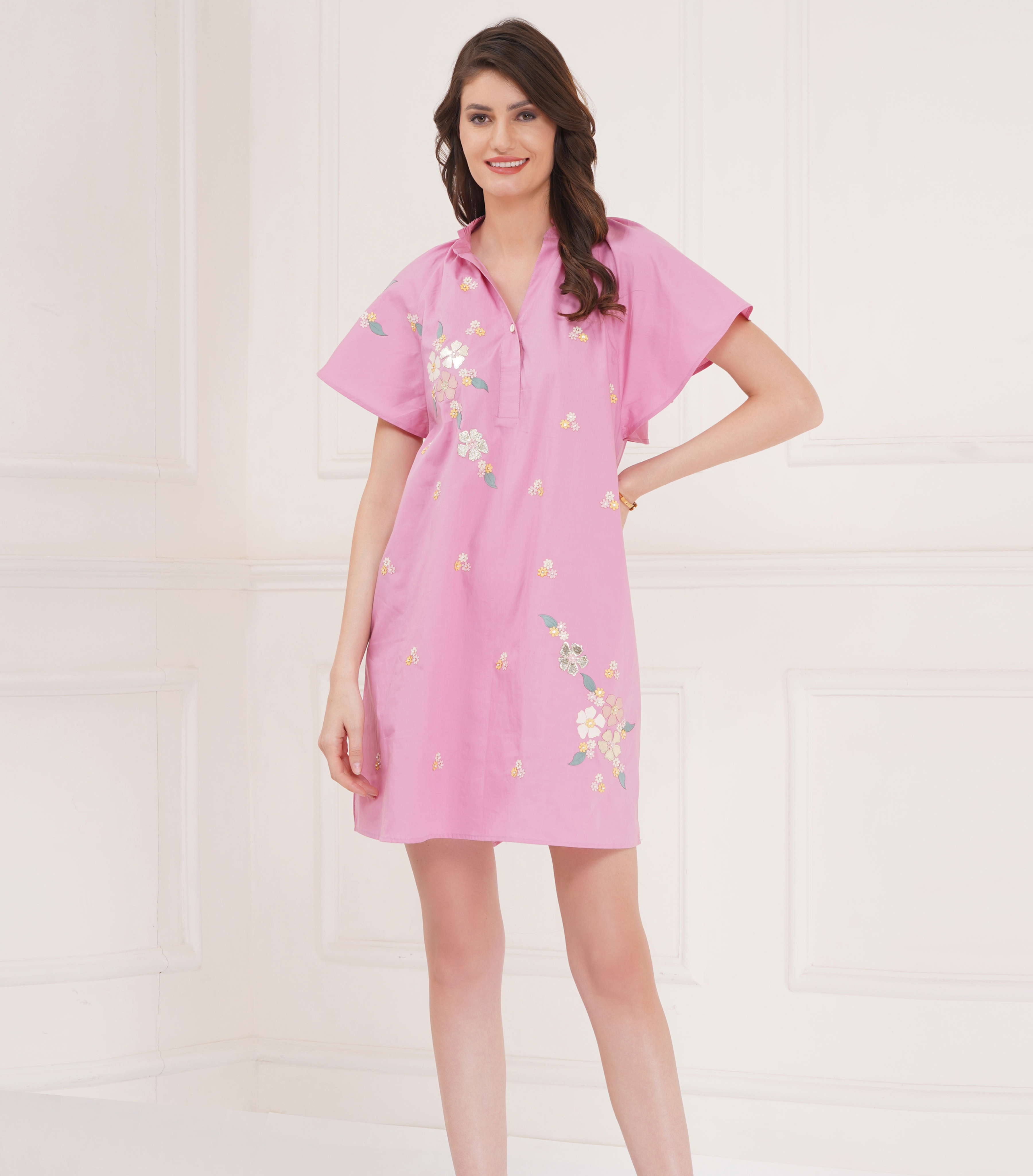FRILL SLEEVE TUNIC DRESS