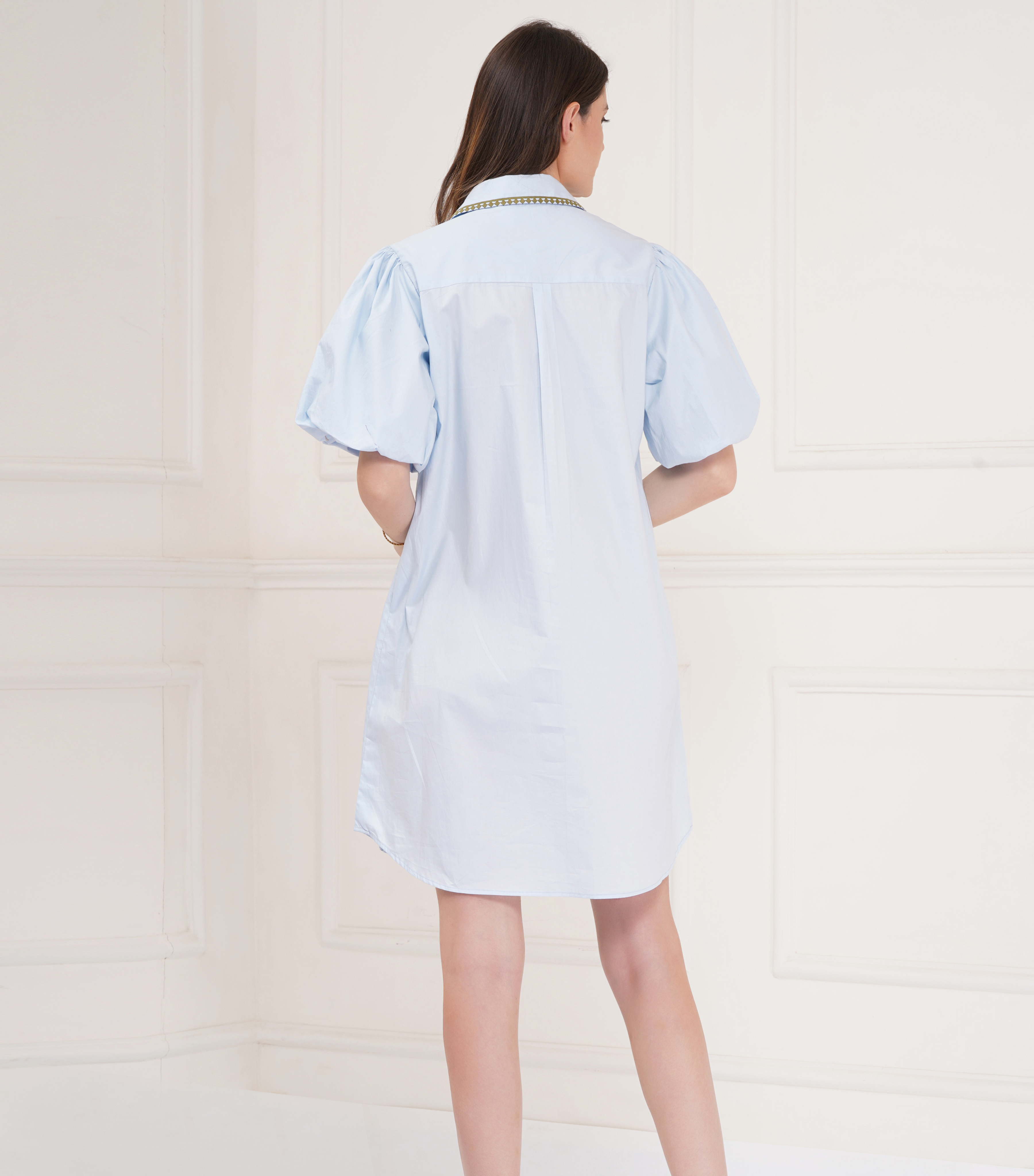 BOTANICAL DRESS WITH SHORT BALLOON SLEEVES