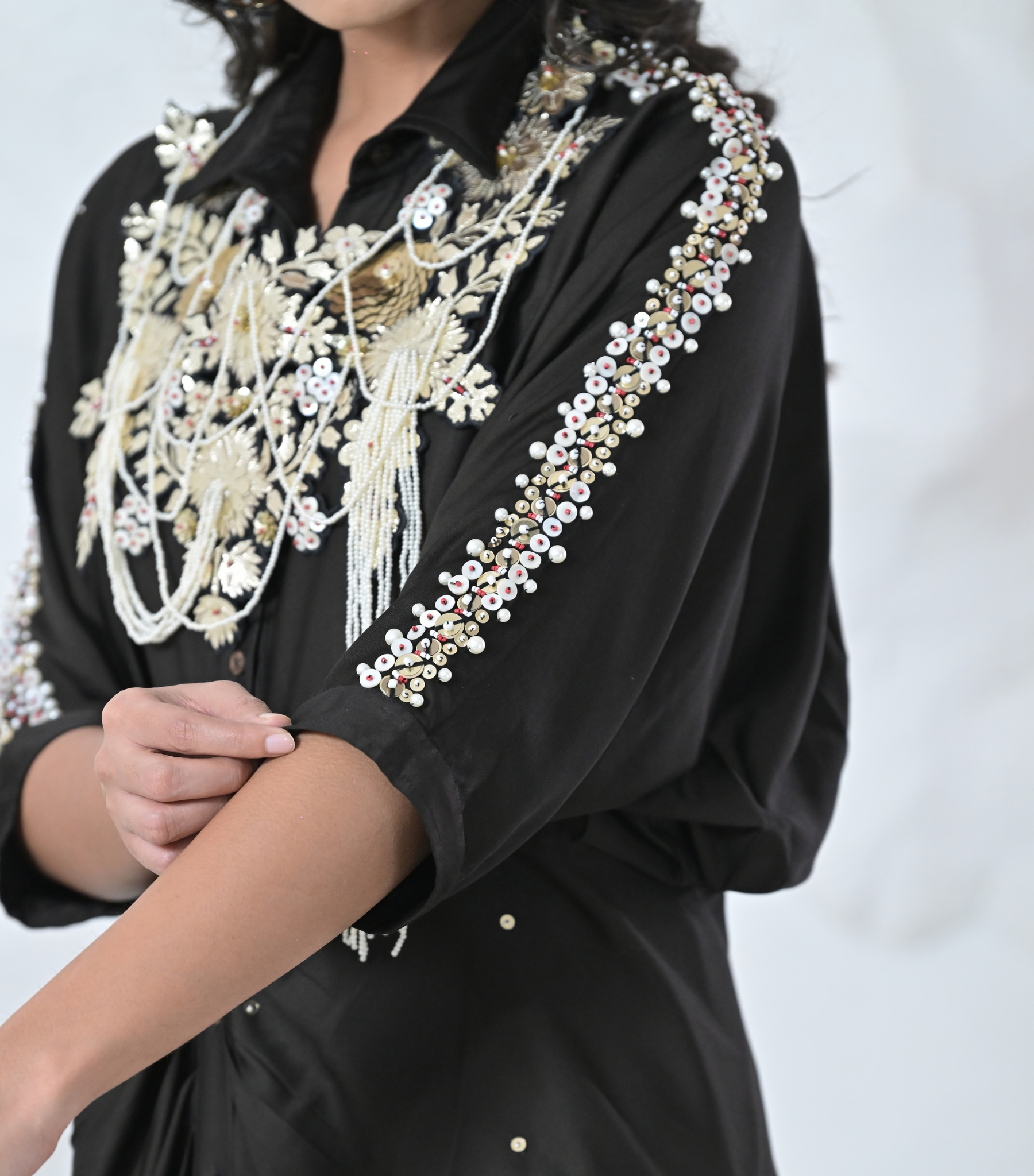 GOLD FLORAL SERAPHINE GATHERED DRESS