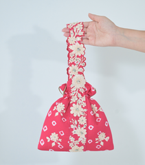 IVORY PHOOL-PATTI BANDHANI POTLI BAG – RANI SQUARE PRINT