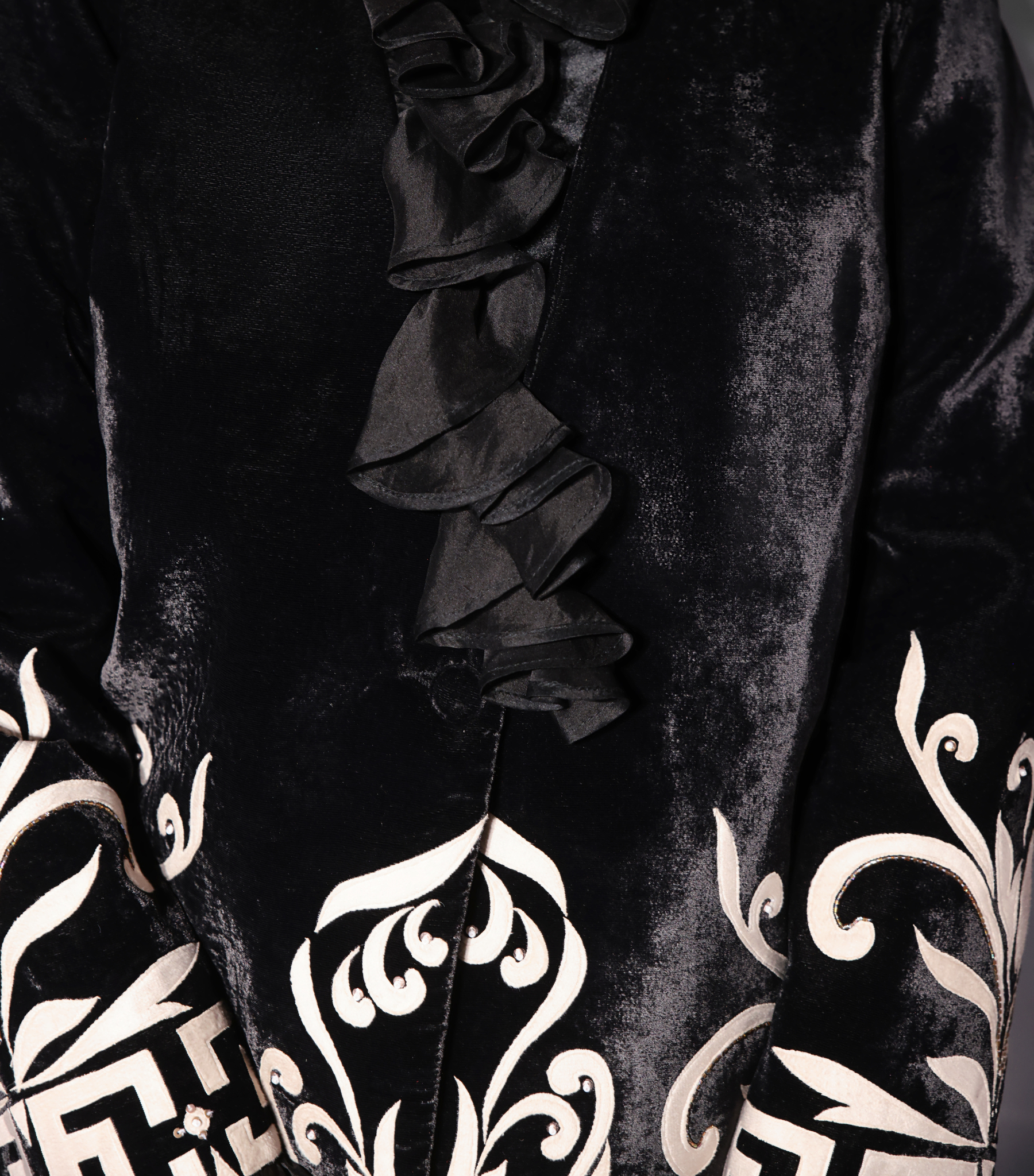 THE BLACK RUFFLE BAROQUE BLAZER WITH SKIRT SET