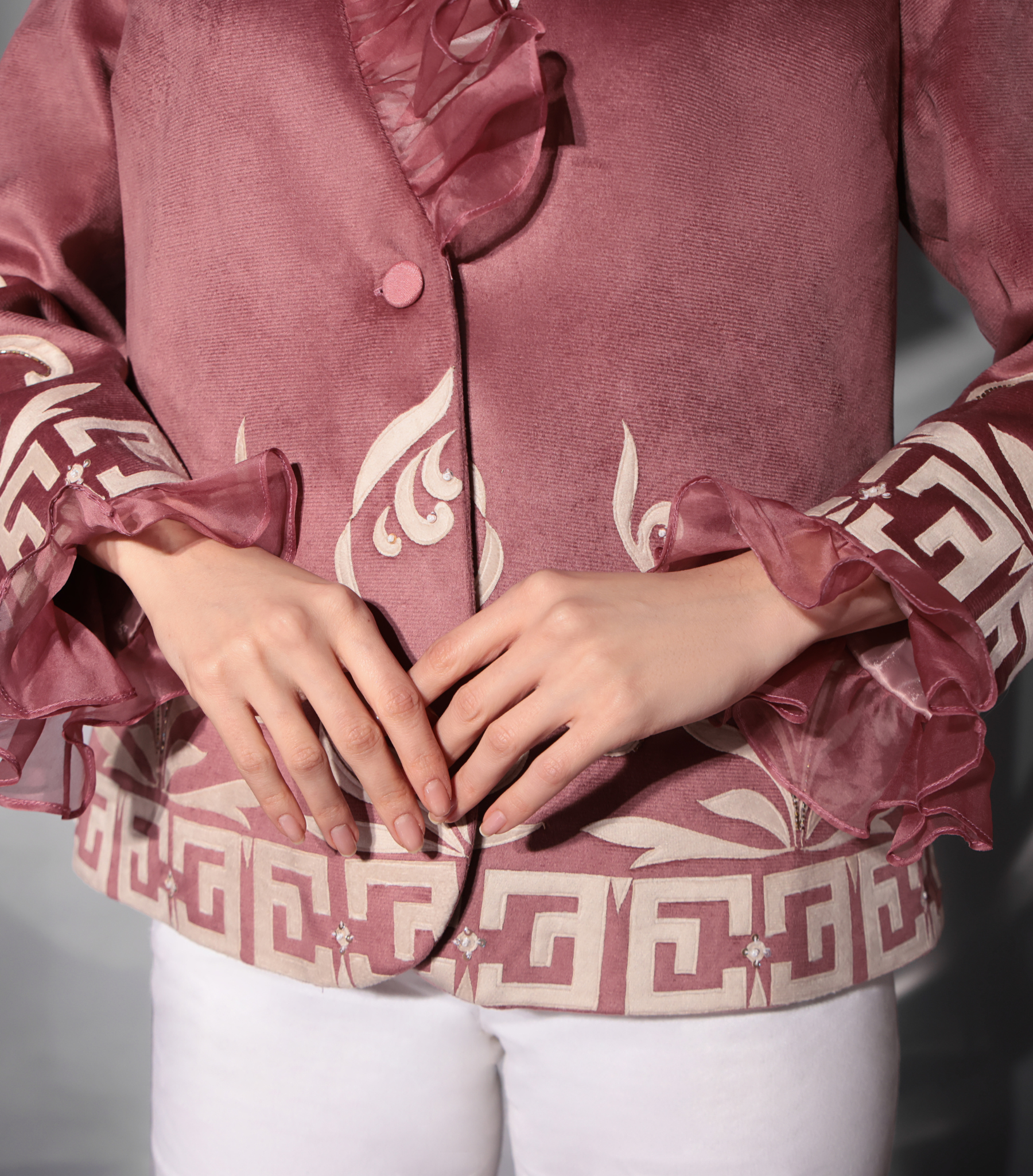 THE PINK RUFFLE BAROQUE BLAZER