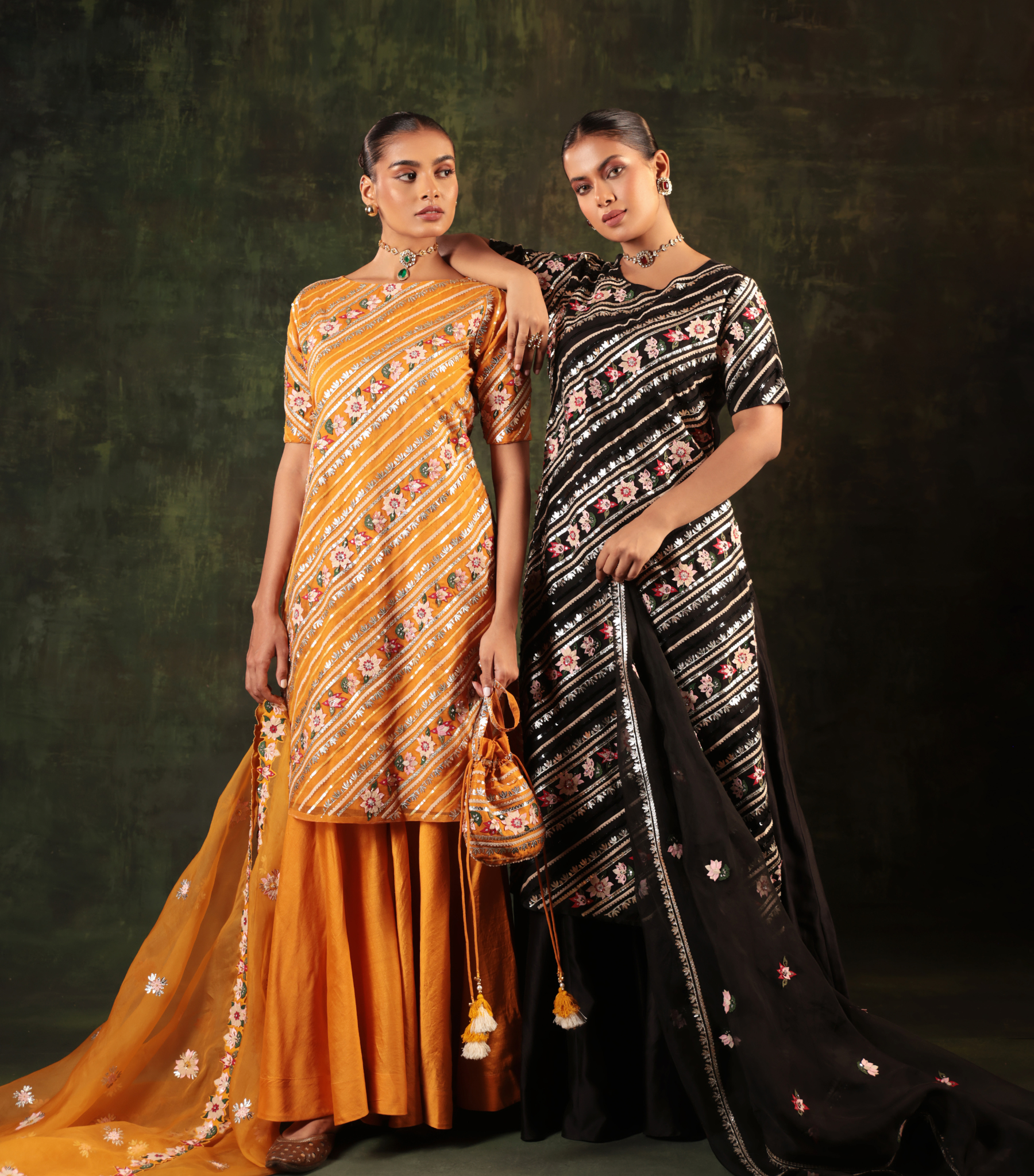 GULRAIZ PICHWAI MANGO SHARARA SET