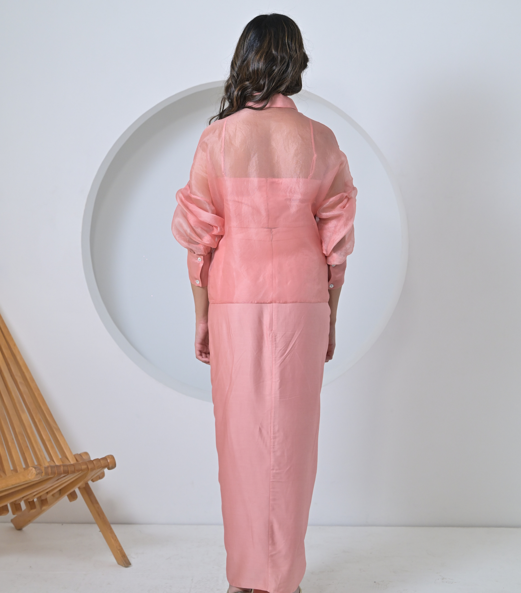 BLUSH FLORIUM SHIRT WITH PLEATED SKIRT SET