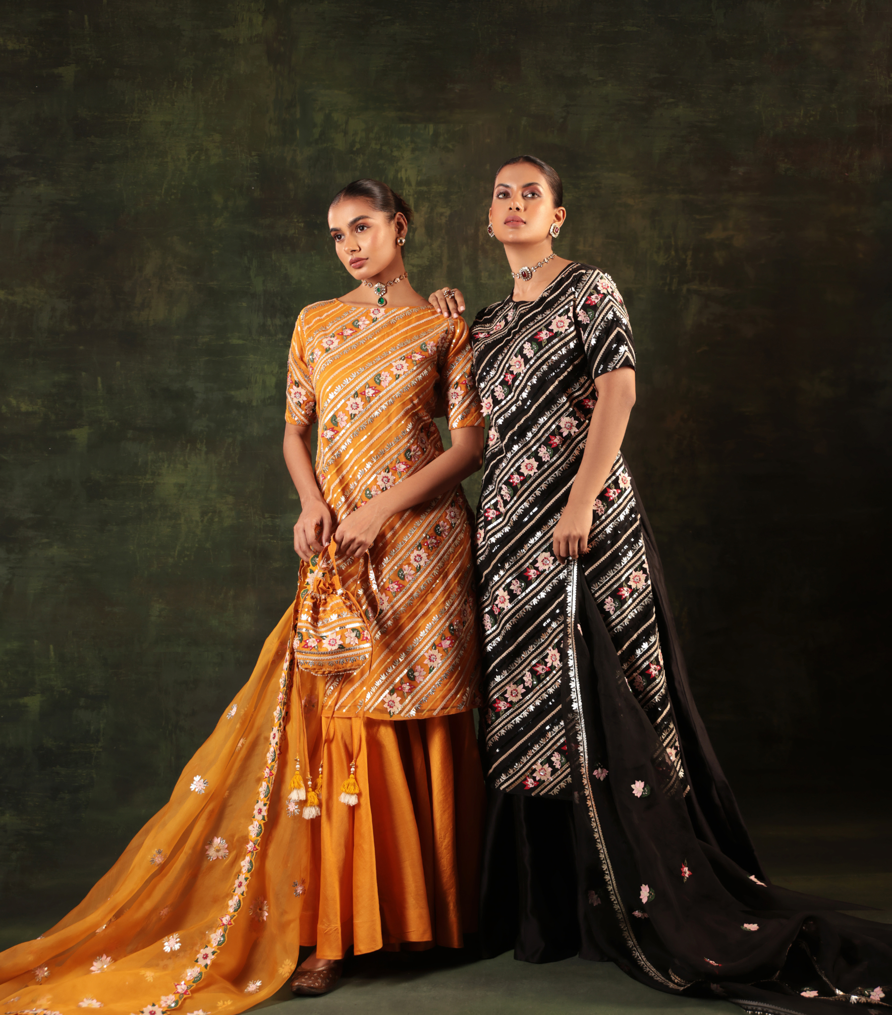 GULRAIZ PICHWAI MANGO SHARARA SET