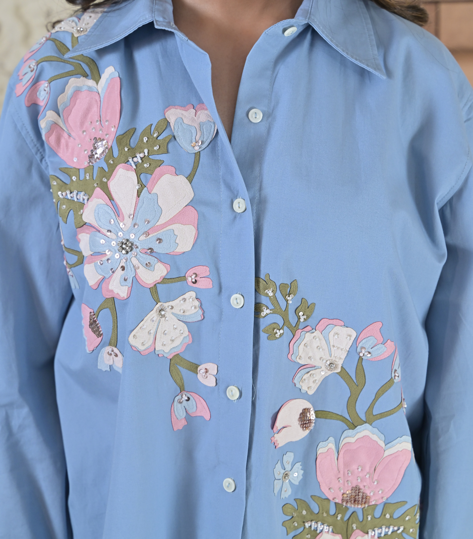 BIG KHUSHBOO POWDER BLUE SHIRT