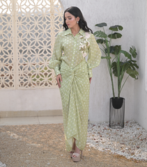 FLORET BANDHANI SHIRT WITH KNOT SKIRT SET