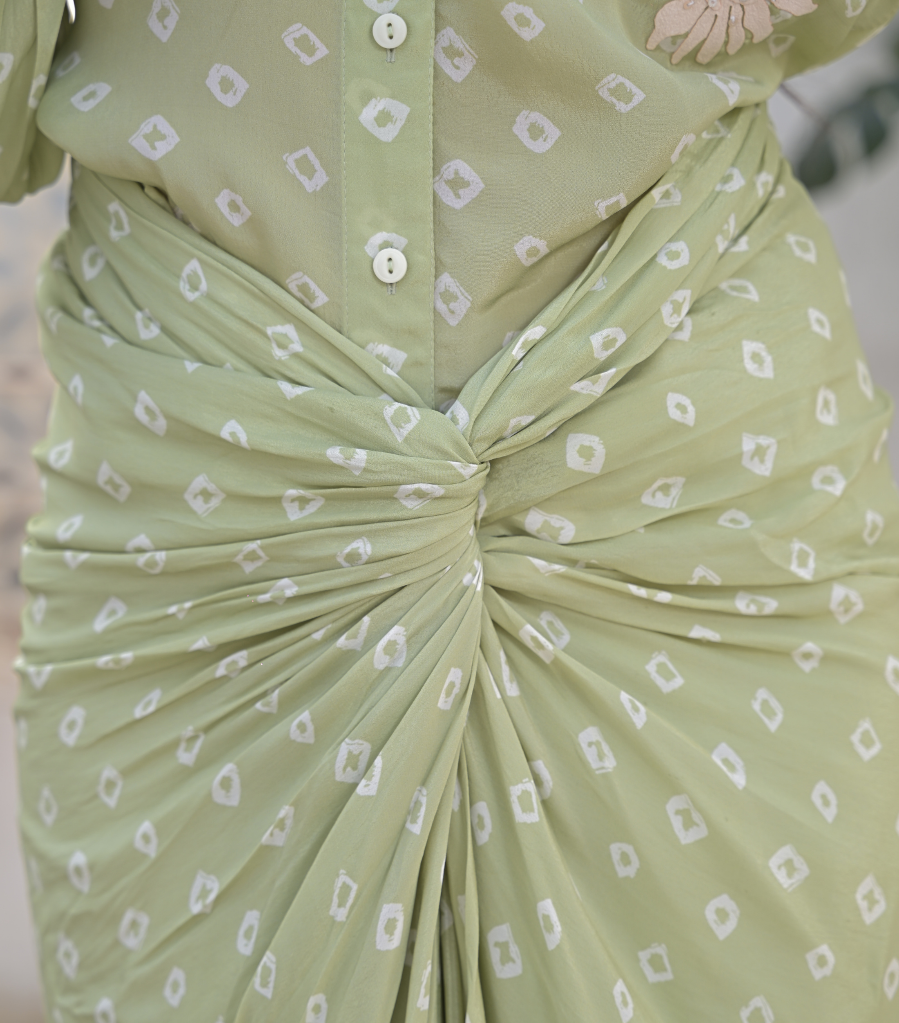 FLORET BANDHANI SHIRT WITH KNOT SKIRT SET