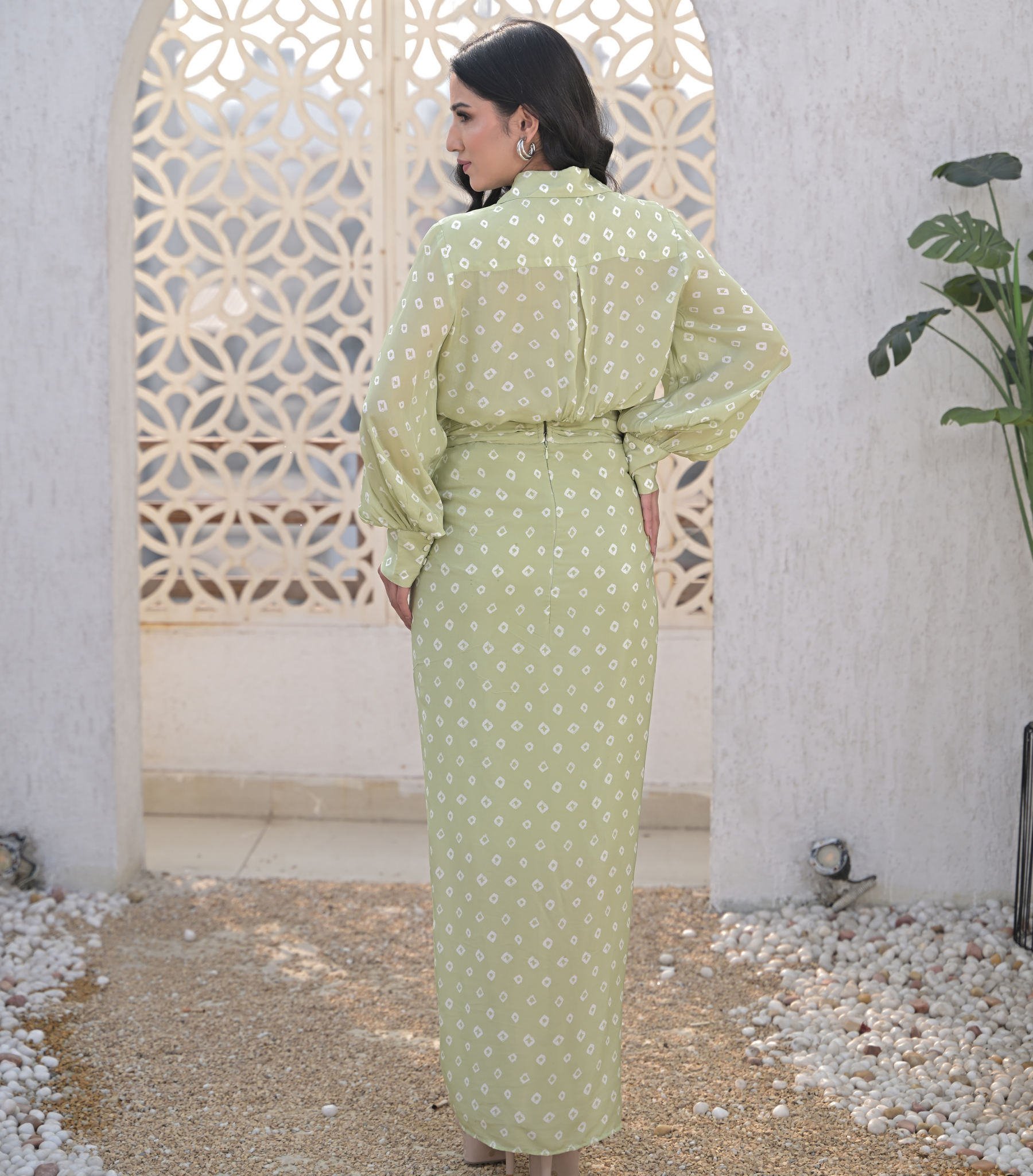 FLORET BANDHANI SHIRT WITH KNOT SKIRT SET