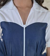 FLUER DENIM DOUBLE TONE DRESS