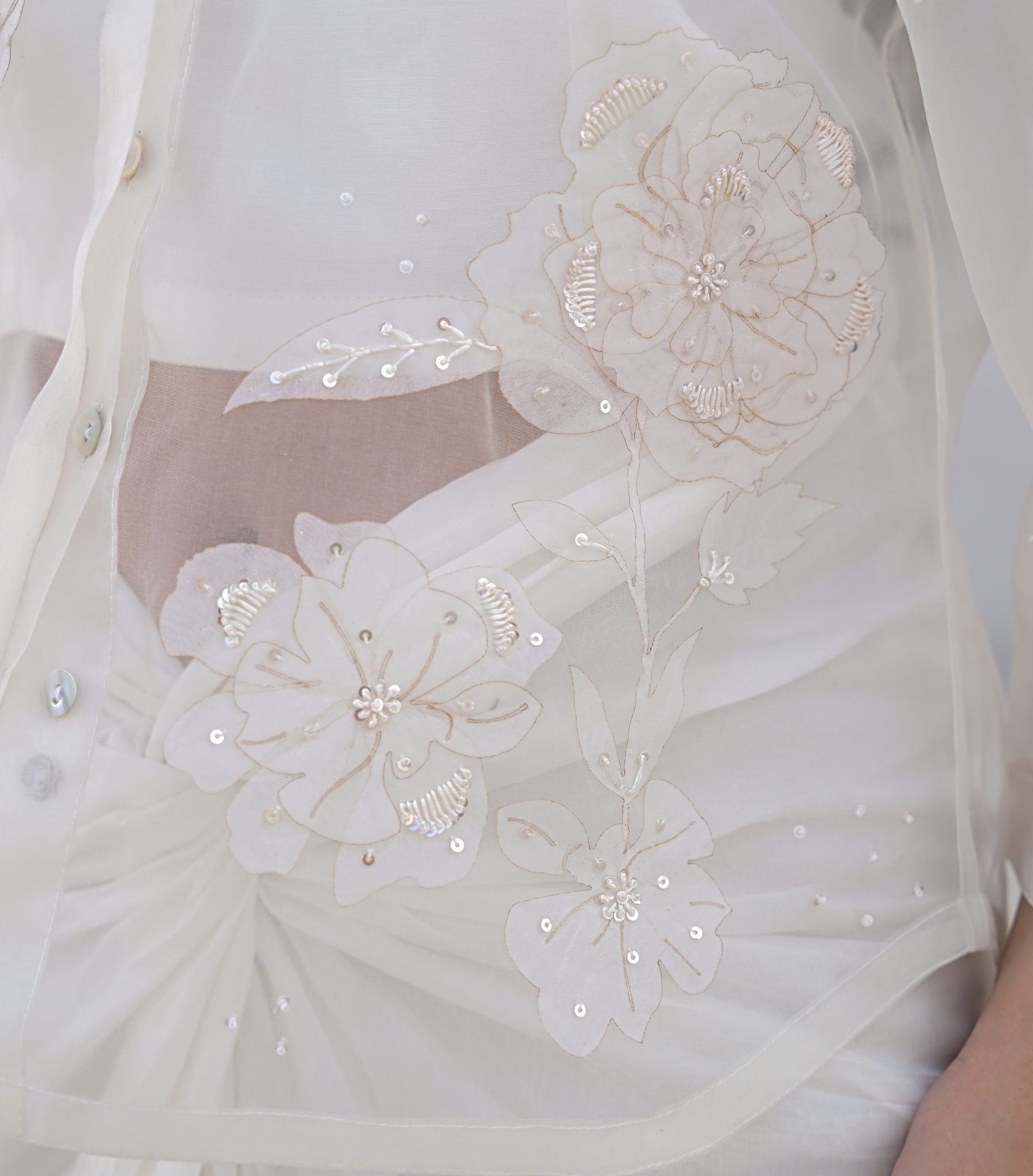 PEARL PETAL SHIRT WITH KNOT SKIRT SET