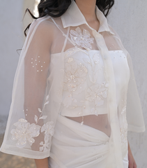 PEARL PETAL SHIRT WITH KNOT SKIRT SET