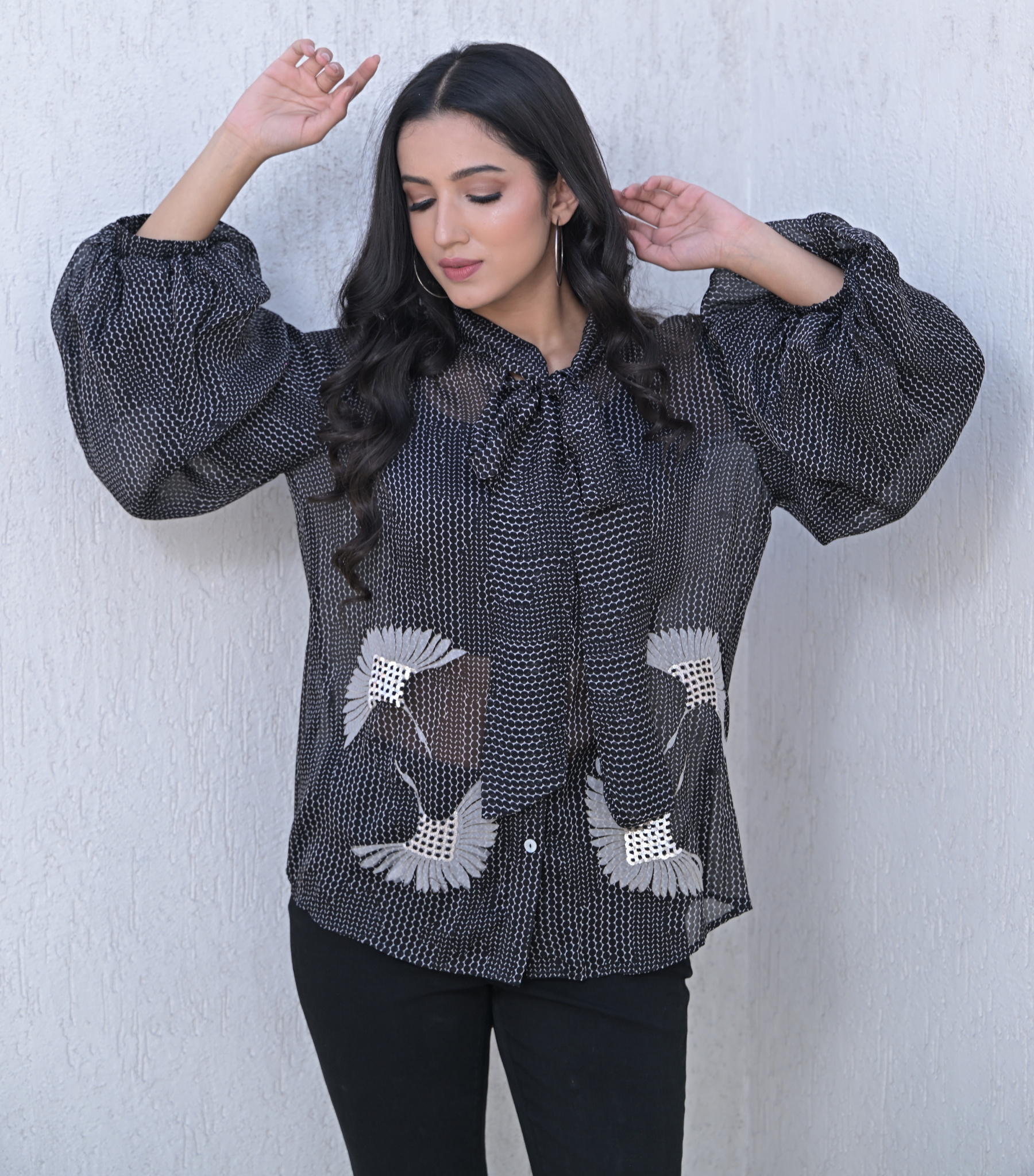 ONYX WING BOW-TIE SHIRT