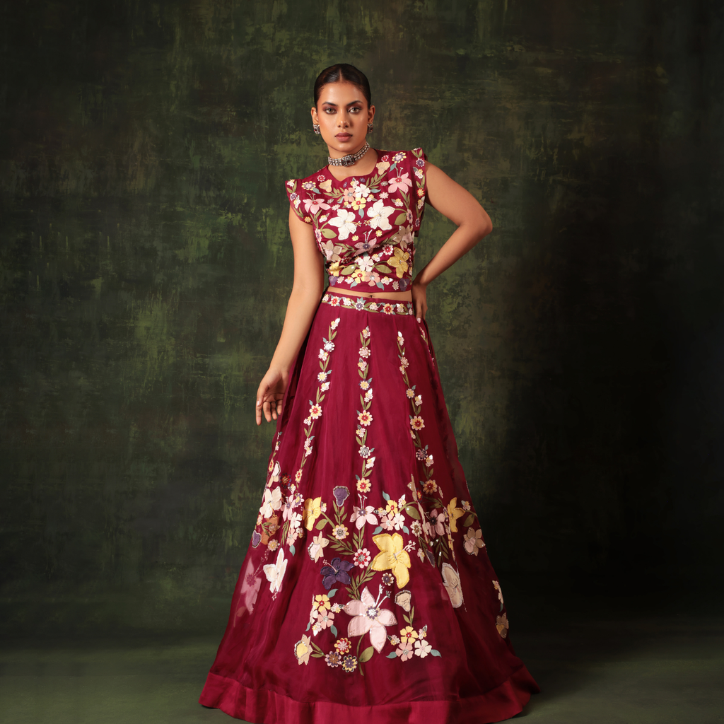 RANI BOTANICAL BEAUTY LEHENGA SET – Ruchika & Mallika Pret Wear