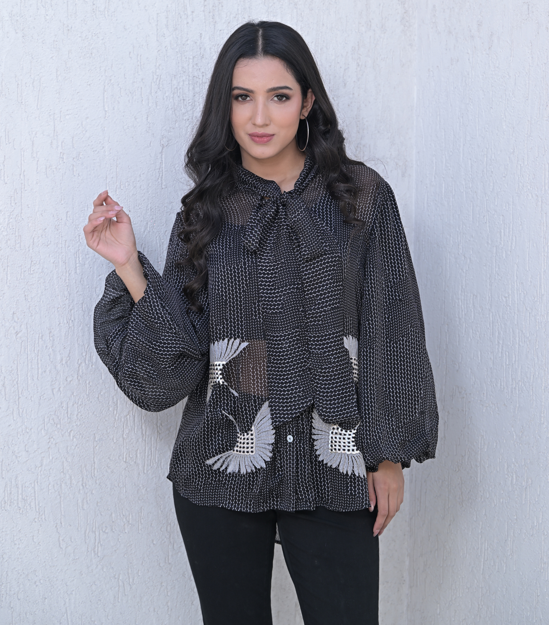 ONYX WING BOW-TIE SHIRT