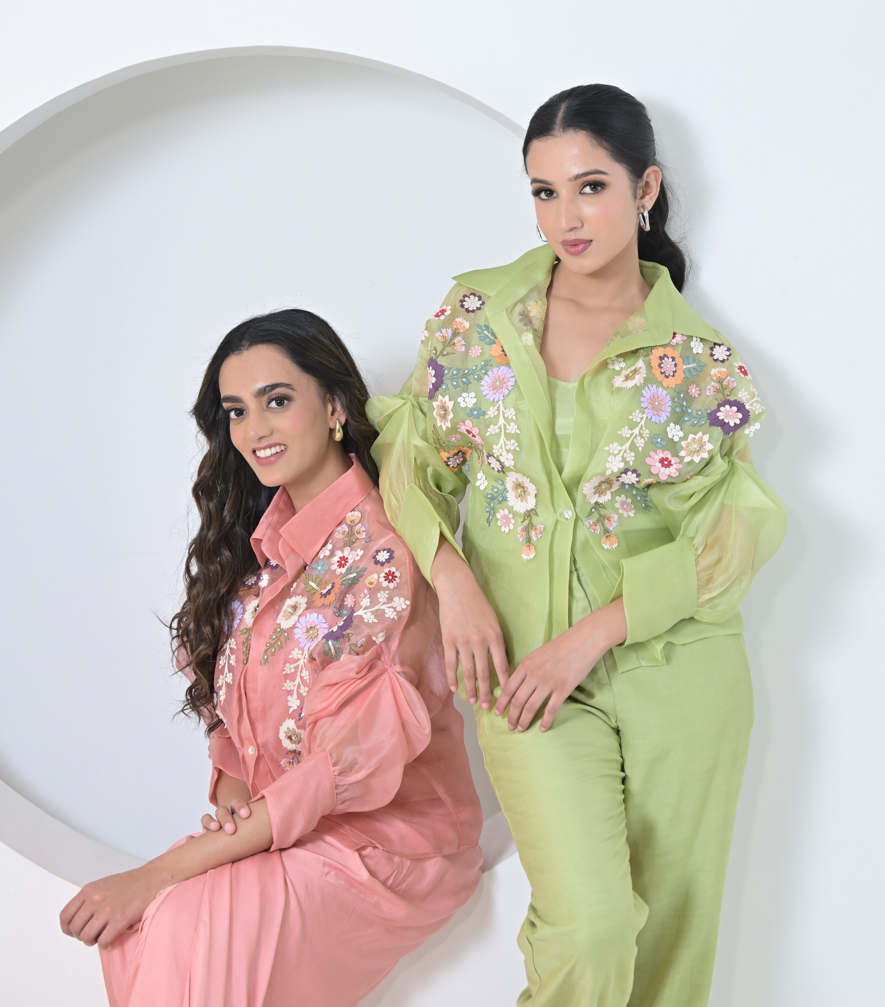 LIME FLORIUM SHIRT WITH PANT SET
