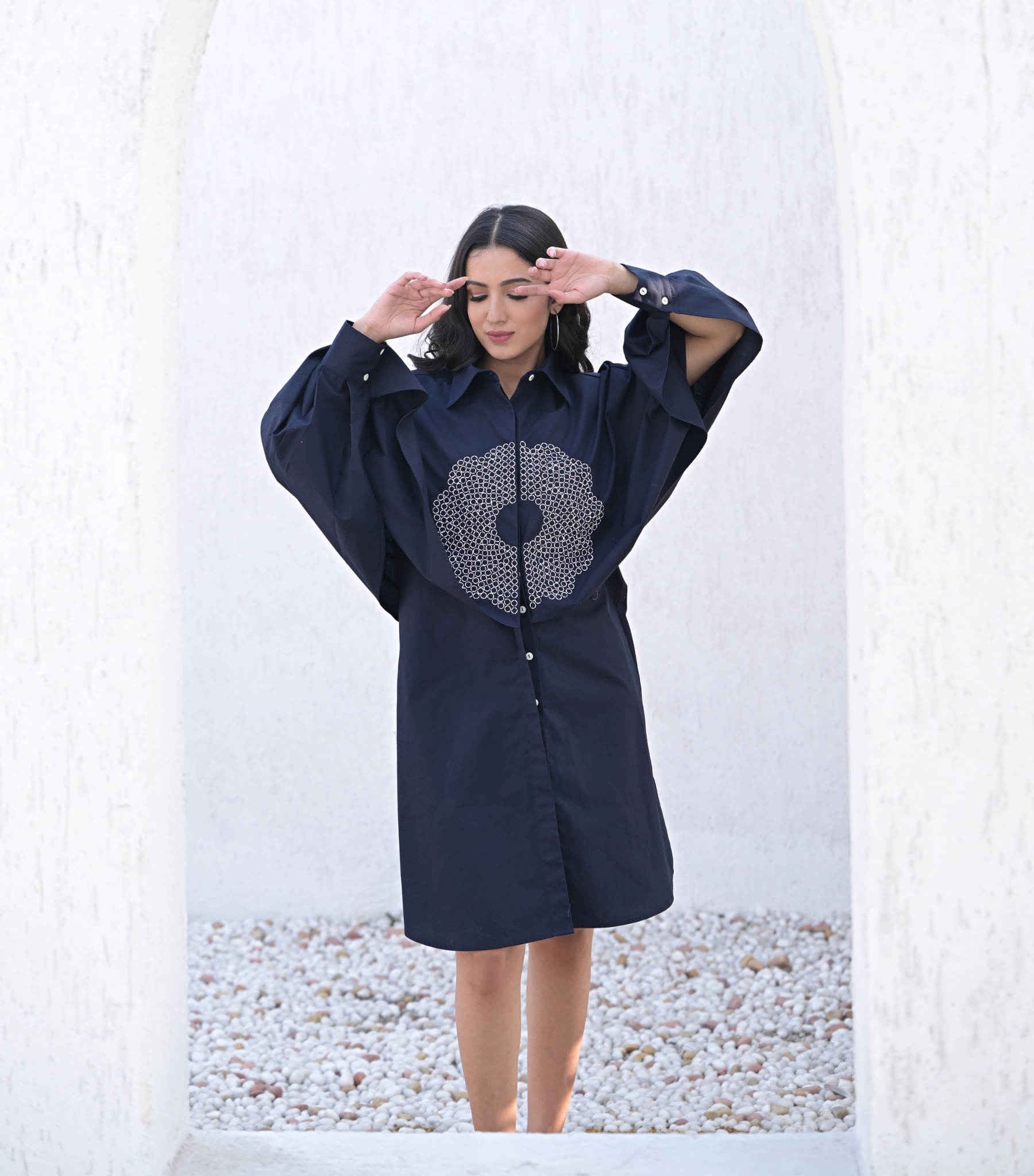 NAVY NOCTURNE ECLIPSE DRESS