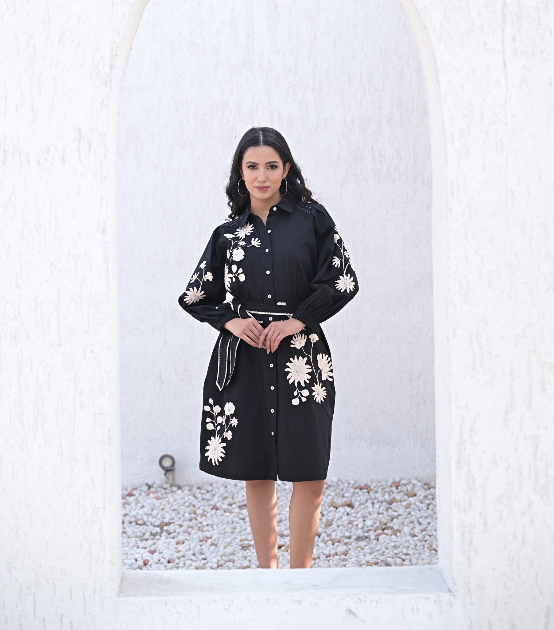 NOIR PETALINE DRESS