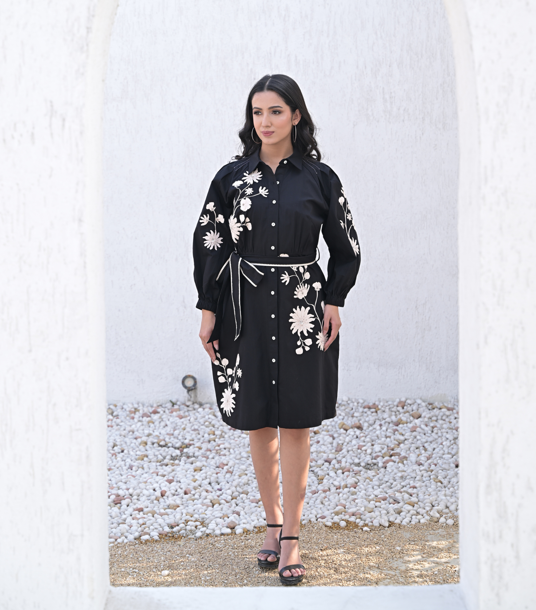 NOIR PETALINE DRESS