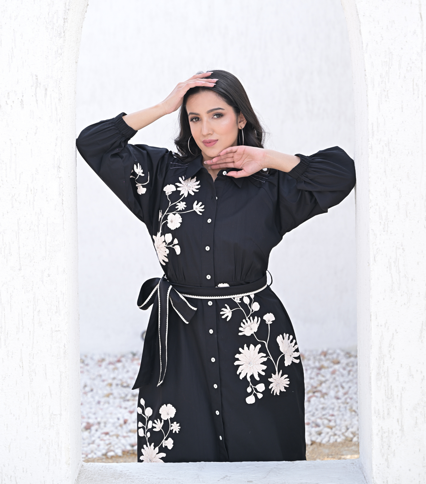 NOIR PETALINE DRESS