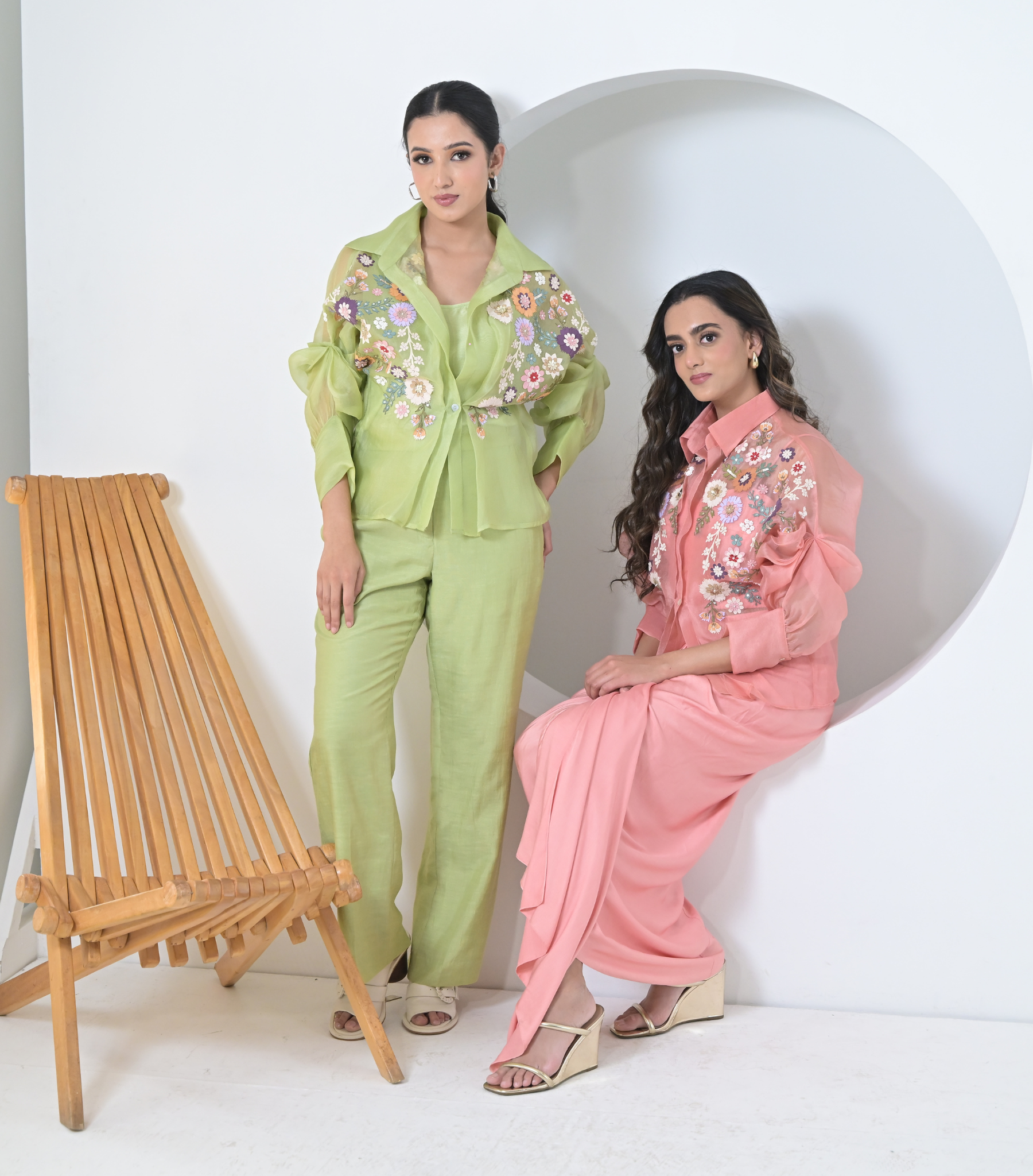 LIME FLORIUM SHIRT WITH PANT SET