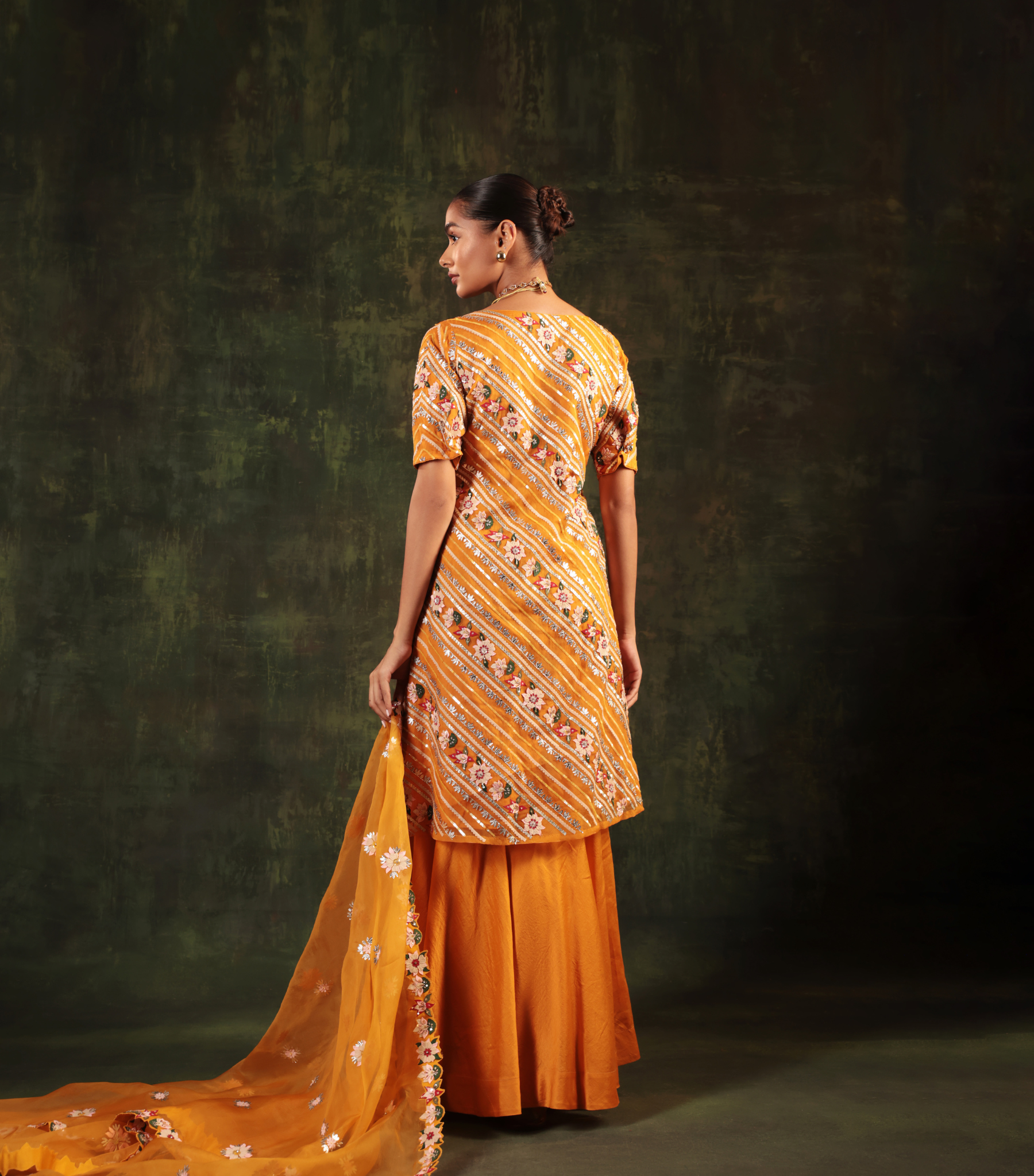 GULRAIZ PICHWAI MANGO SHARARA SET