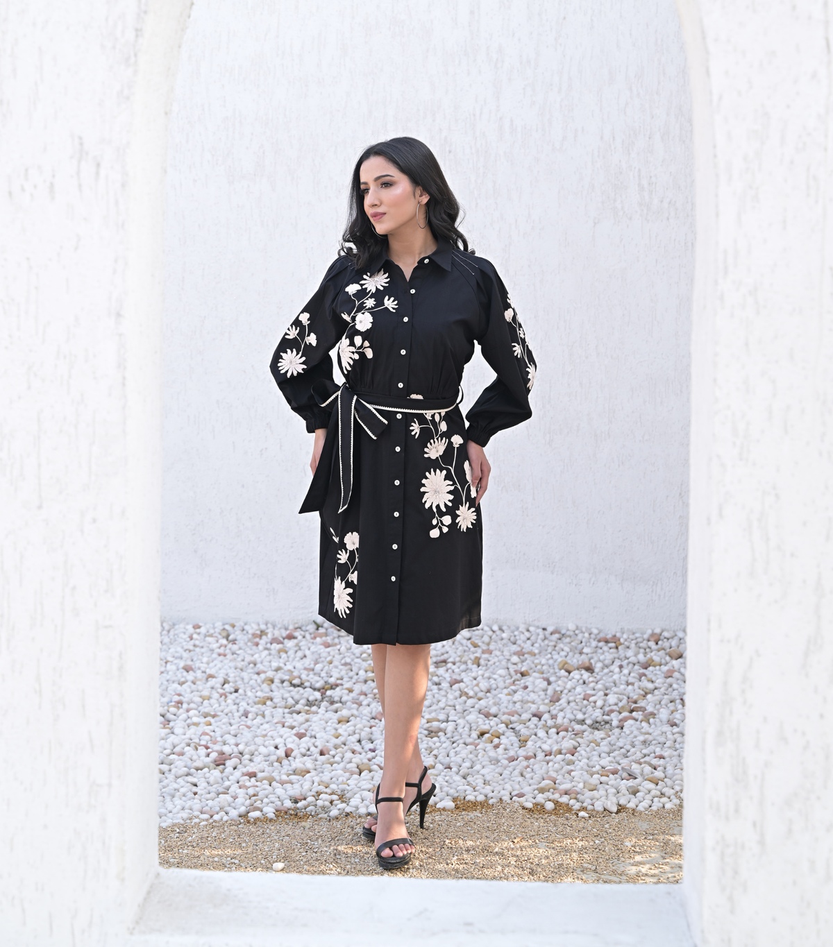 NOIR PETALINE DRESS