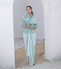 FLORIS BANDHANI SHIRT WITH PLEATED SKIRT SET