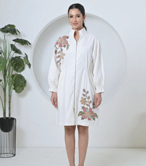 DUPION BIG FLOWER JACKET DRESS
