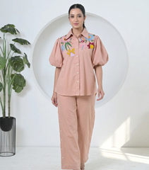 BADABAGH EMBROIDERED SHORT BALLOON SLEEVES CO-ORD SET