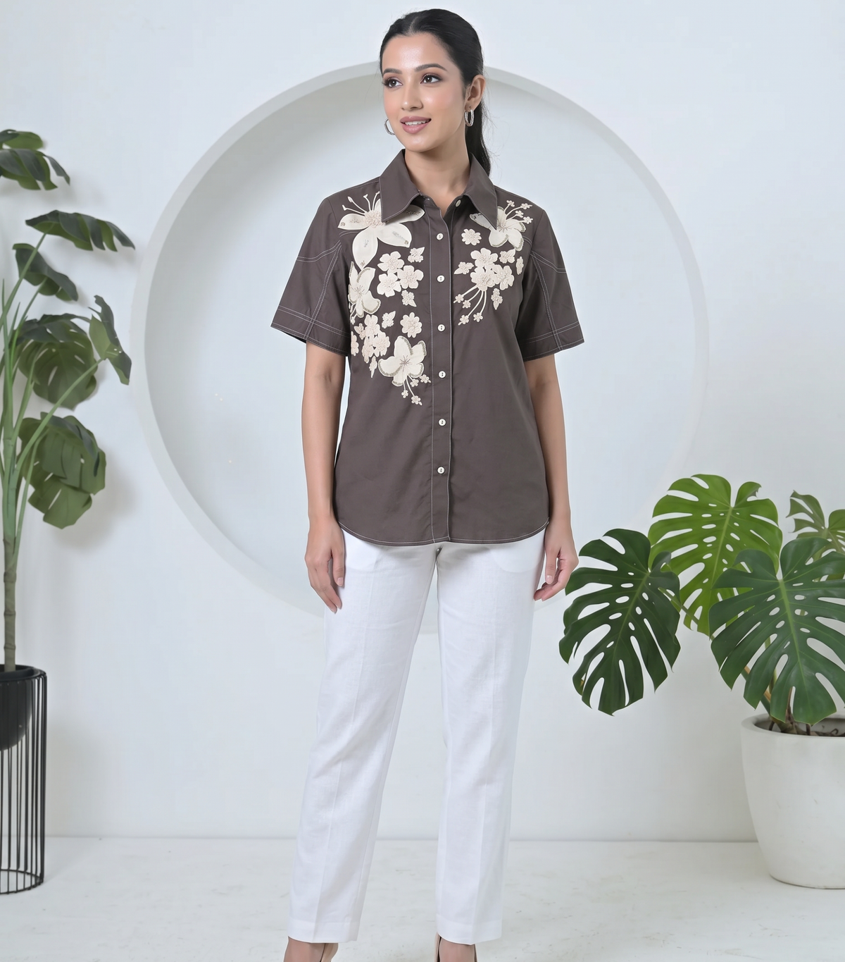 IVORY GARDEN HALF SLEEVES SHIRT