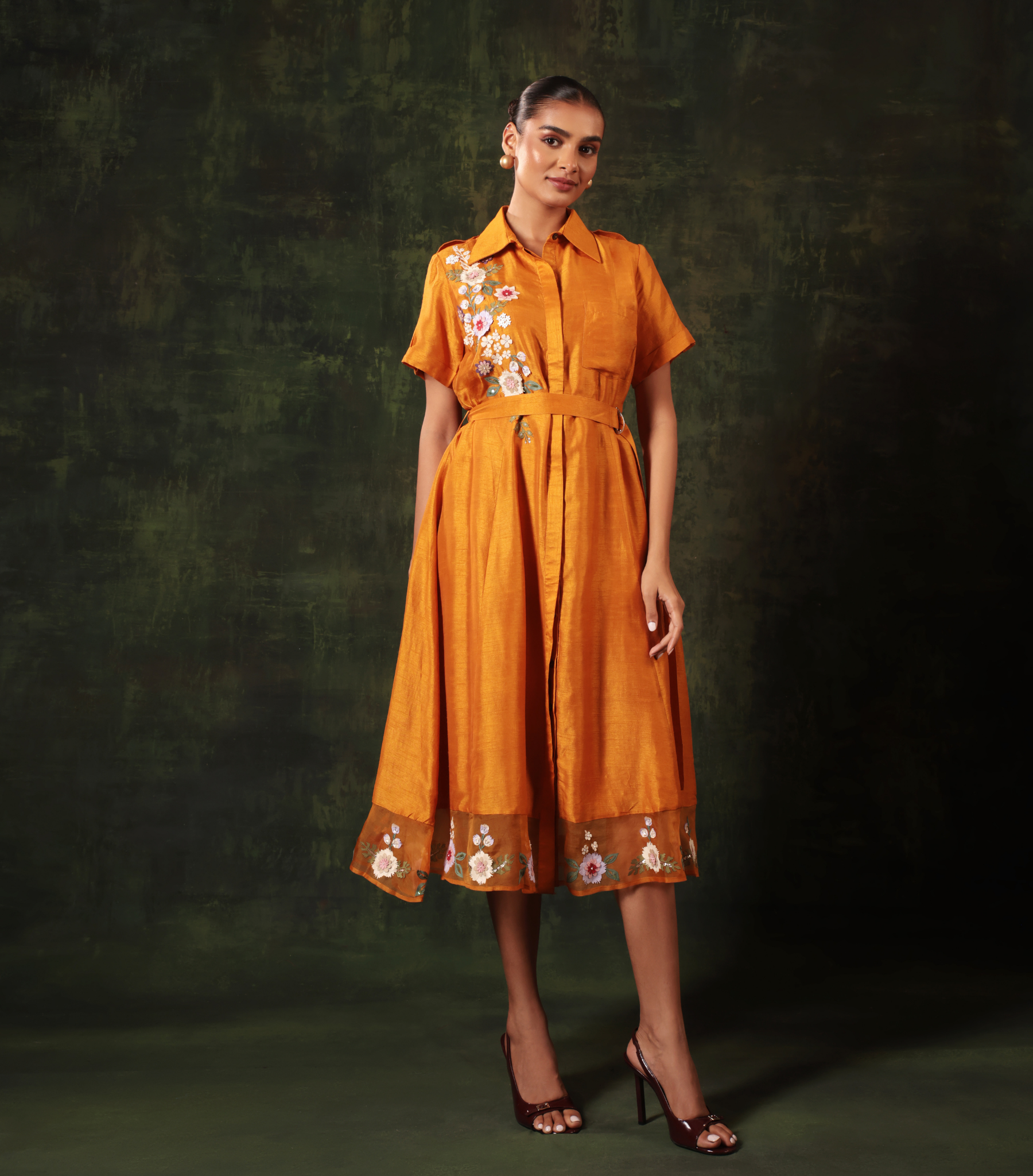 SUNSET PHOOL PATTI A-LINE DRESS